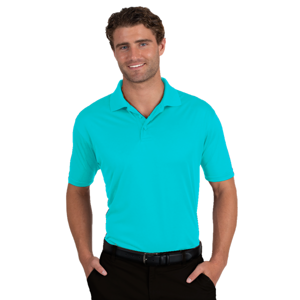 MENS VALUE MOISTURE WICKING S/S POLO  -  AQUA 2 EXTRA LARGE SOLID