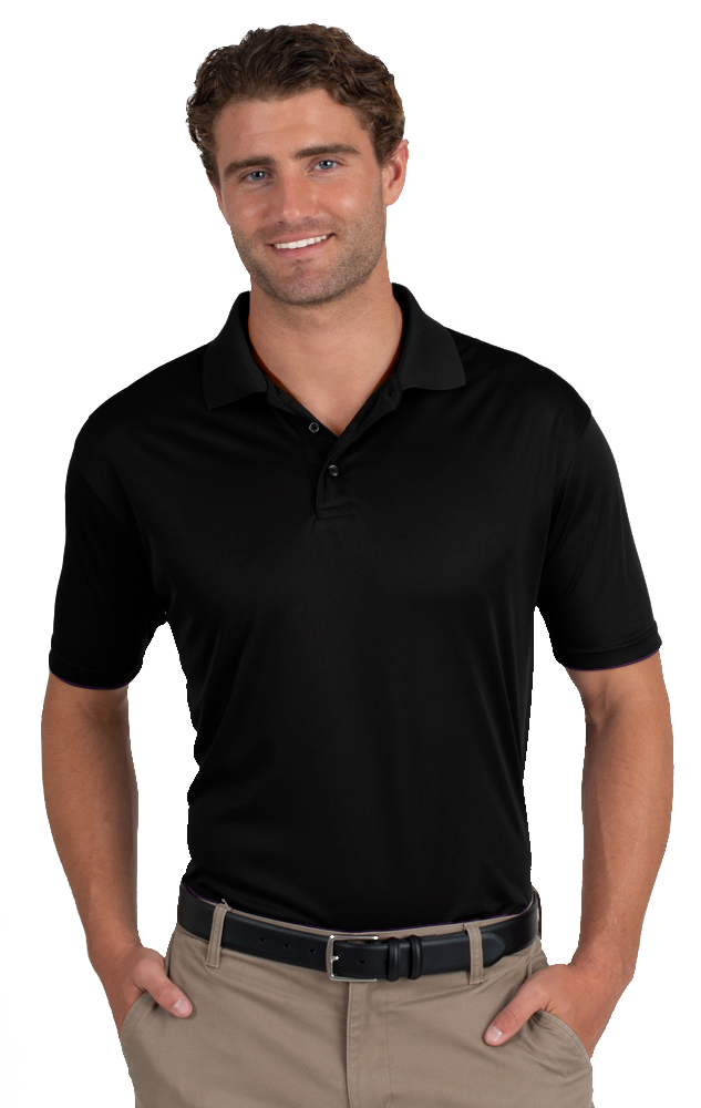 MENS VALUE MOISTURE WICKING S/S POLO  -  BLACK 2 EXTRA LARGE SOLID-