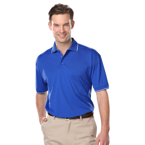 MENS WICKING PIPED POLO  -  ROYAL 2 EXTRA LARGE SOLID