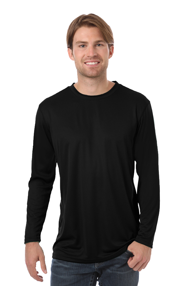 ADULT VALUE L/S WICKING TEE  -  BLACK 2 EXTRA LARGE SOLID-Blue Generation