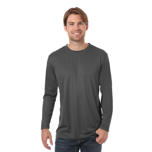 ADULT VALUE L/S WICKING TEE  -  GRAPHITE 2 EXTRA LARGE SOLID