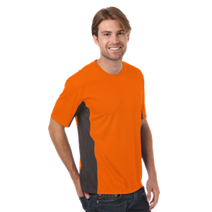 MENS COLORBLOCK WICKING TEE  -  SAFETY ORANGE 2 EXTRA LARGE SOLID