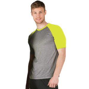 ADULT COLOR BLOCK WICKING T ###  -  OPTIC YELLOW EXTRA LARGE SOLID