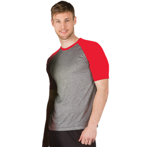 ADULT COLOR BLOCK WICKING T###  -  RED 2 EXTRA LARGE SOLID