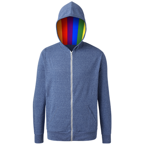 PRIDE TRIBLEND ZIP HOODIE BLUE 2 EXTRA LARGE SOLID