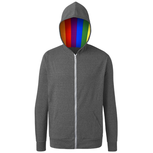 PRIDE TRIBLEND ZIP HOODIE GREY 2 EXTRA LARGE SOLID