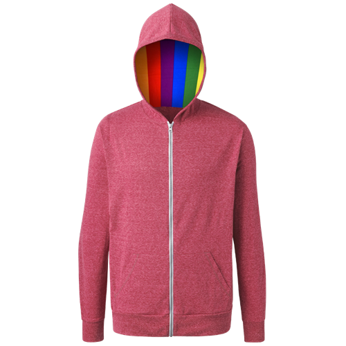 PRIDE TRIBLEND ZIP HOODIE RED EXTRA SMALL SOLID