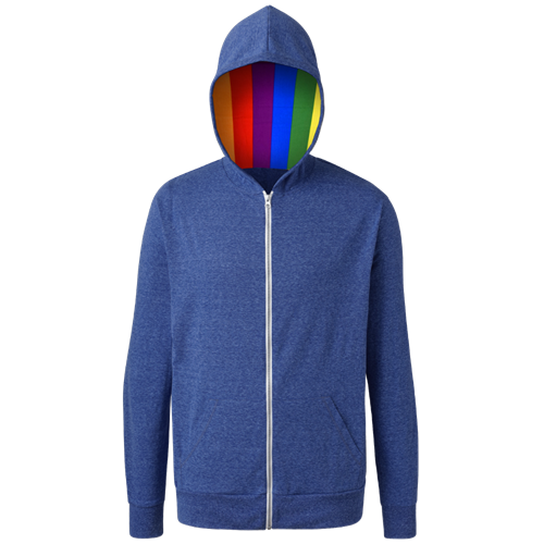 PRIDE TRIBLEND ZIP HOODIE ROYAL 2 EXTRA LARGE SOLID