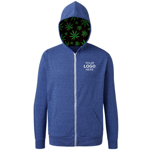 Cannabis Triblend Contrast Zip Front Hoodie ROYAL 2 EXTRA LARGE SOLID