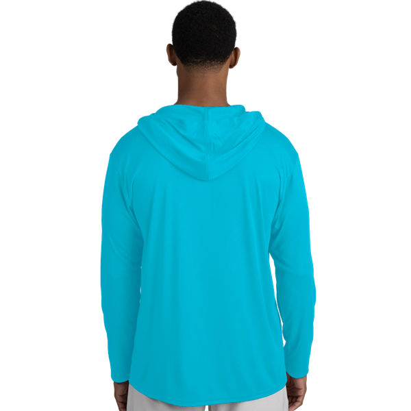 BLU-X-DRI LONG SLEEVE HOODED TEE AQUA EXTRA SMALL SOLID