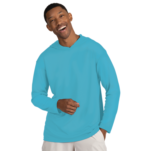 BLU-X-DRI LONG SLEEVE HOODED TEE AQUA EXTRA SMALL SOLID