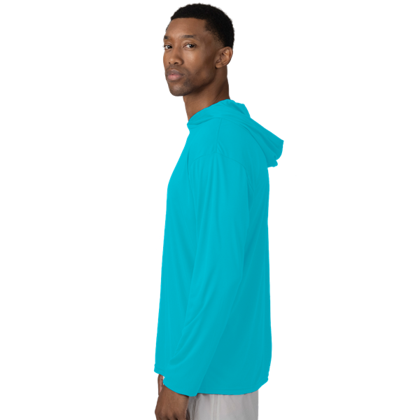 BLU-X-DRI LONG SLEEVE HOODED TEE AQUA EXTRA SMALL SOLID