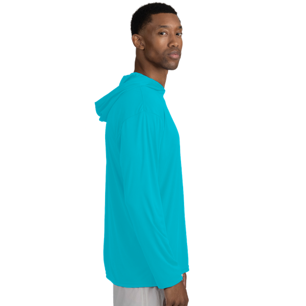 BLU-X-DRI LONG SLEEVE HOODED TEE AQUA EXTRA SMALL SOLID