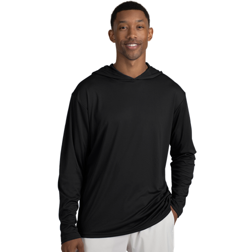 BLU-X-DRI LONG SLEEVE HOODED TEE BLACK EXTRA SMALL SOLID