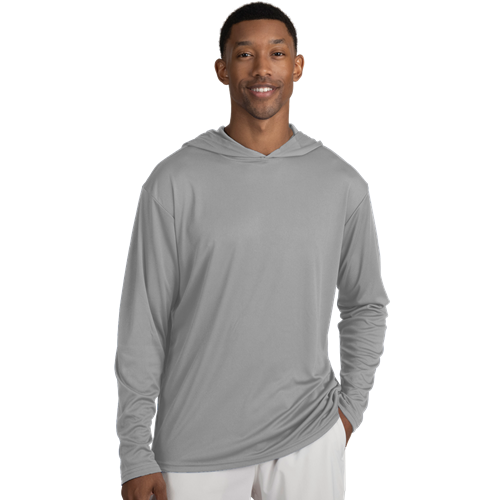 BLU-X-DRI LONG SLEEVE HOODED TEE GREY EXTRA SMALL SOLID