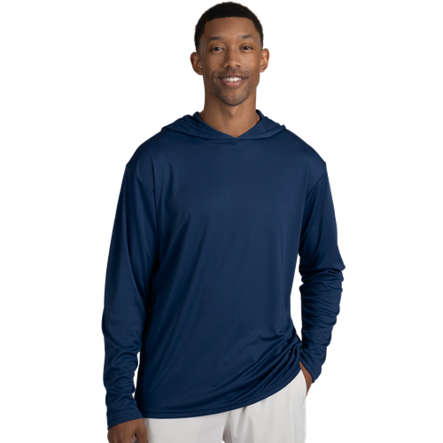 BLU-X-DRI LONG SLEEVE HOODED TEE NAVY EXTRA SMALL SOLID