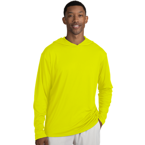 BLU-X-DRI LONG SLEEVE HOODED TEE OPTIC YELLOW SMALL SOLID