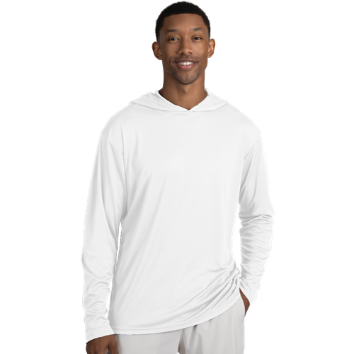 BLU-X-DRI LONG SLEEVE HOODED TEE WHITE EXTRA SMALL SOLID