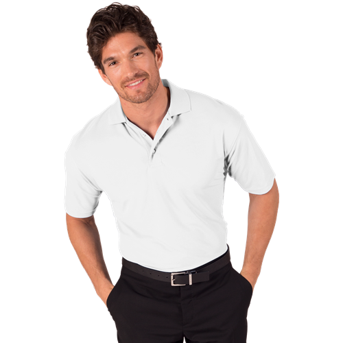 MENS S/S VALUE PIQUE POLO  -  WHITE 2 EXTRA LARGE SOLID
