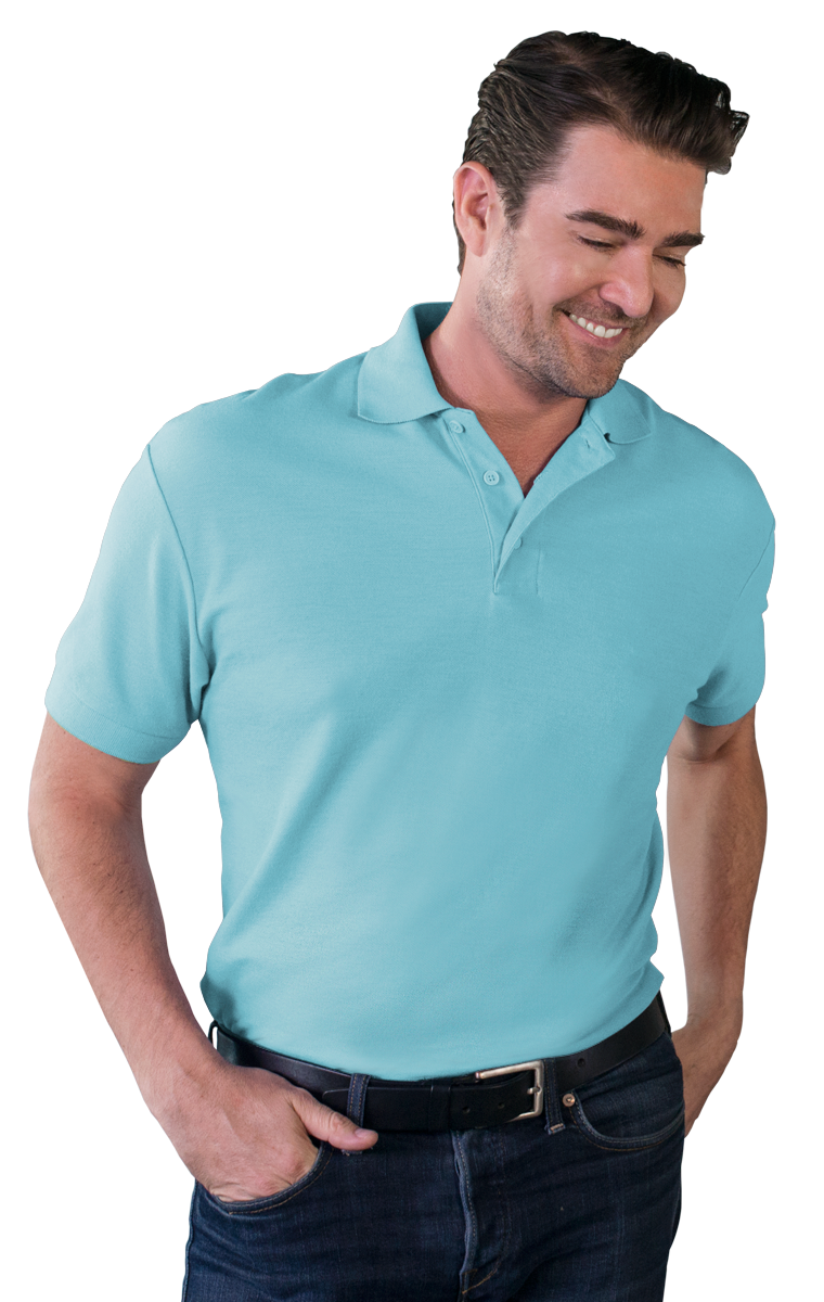 MENS VALUE SOFT TOUCH PIQUE POLO -  AQUA 2 EXTRA LARGE SOLID-Blue Generation