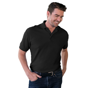 MENS VALUE SOFT TOUCH PIQUE POLO  -  BLACK 2 EXTRA LARGE SOLID
