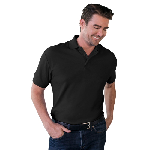 MENS VALUE SOFT TOUCH PIQUE POLO  -  BLACK 2 EXTRA LARGE SOLID