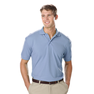 MENS VALUE SOFT TOUCH PIQUE POLO  -  LIGHT BLUE 2 EXTRA LARGE SOLID
