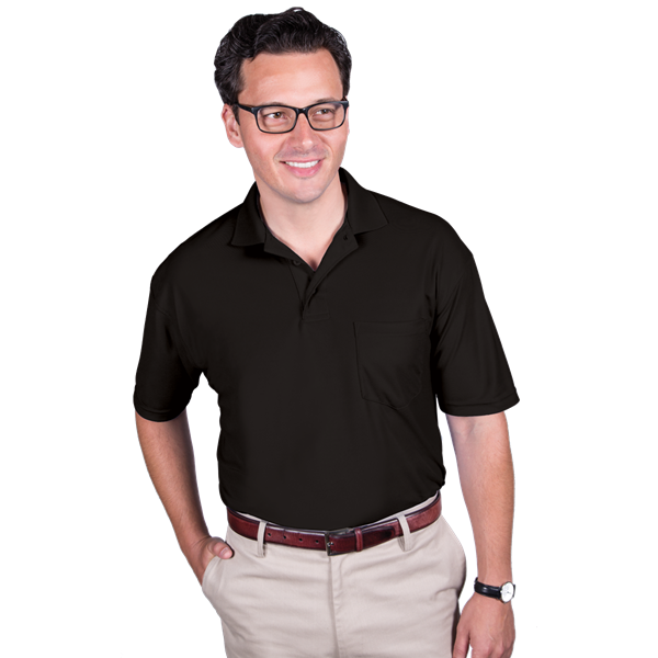 ADULT SOFT TOUCH POCKETED POLO  -  BLACK 2 EXTRA LARGE SOLID