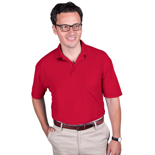 ADULT SOFT TOUCH POCKETED POLO  -  RED 2 EXTRA LARGE SOLID