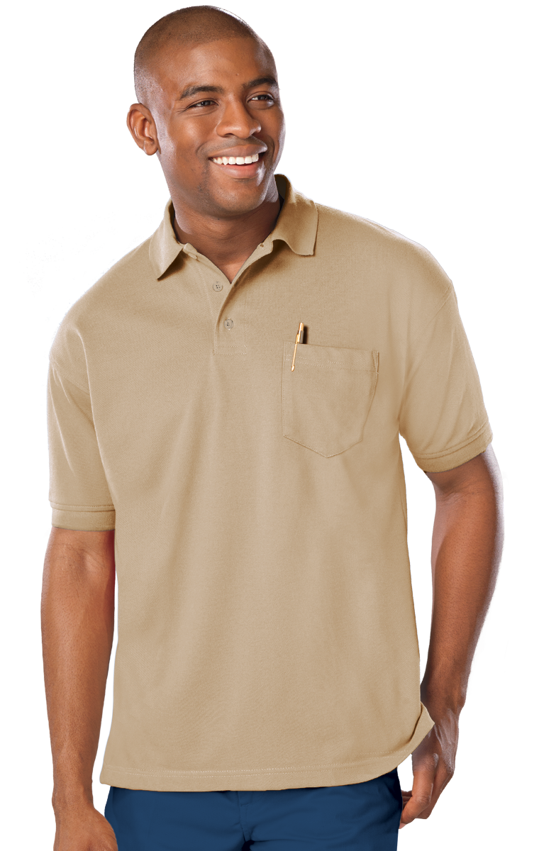 7501-TAN-S-SOLID|BG7501|Adult Soft Touch S/S Pocket Polo