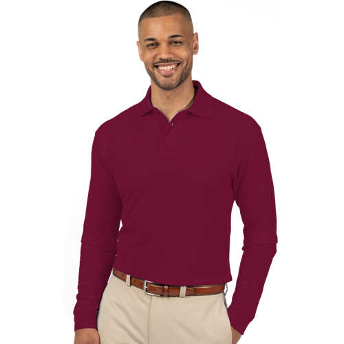ADULT SOFT TOUCH LONG SLEEVE POLO  -  BURGUNDY 2 EXTRA LARGE SOLID