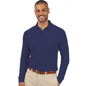 ADULT SOFT TOUCH LONG SLEEVE POLO  -  NAVY 2 EXTRA LARGE SOLID