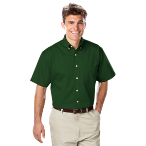 MENS SHORT SLEEVE 100% COTTON TWILL -  HUNTER 2 EXTRA LARGE SOLID