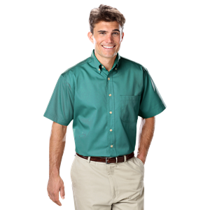 MENS SHORT SLEEVE 100% COTTON TWILL -  JADE 2 EXTRA LARGE SOLID