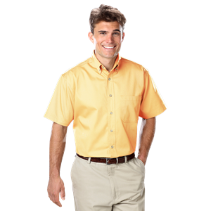 MENS SHORT SLEEVE 100% COTTON TWILL -  MAIZE 2 EXTRA LARGE SOLID