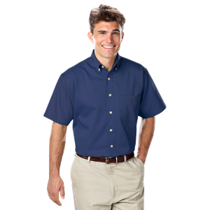 MENS SHORT SLEEVE 100% COTTON TWILL -  NAVY 2 EXTRA LARGE  SOLID