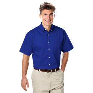 MENS SHORT SLEEVE 100% COTTON TWILL -  ROYAL 2 EXTRA LARGE SOLID