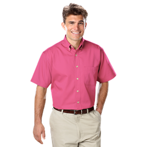 MENS SHORT SLEEVE 100% COTTON TWILL -  SANGRIA 2 EXTRA LARGE SOLID