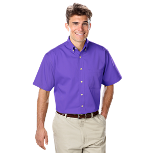 MENS SHORT SLEEVE 100% COTTON TWILL  -  VIOLET 2 EXTRA LARGE SOLID