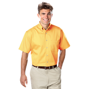 MENS SHORT SLEEVES 100% COTTON TWILL -  YELLOW 2 EXTRA LARGE SOLID