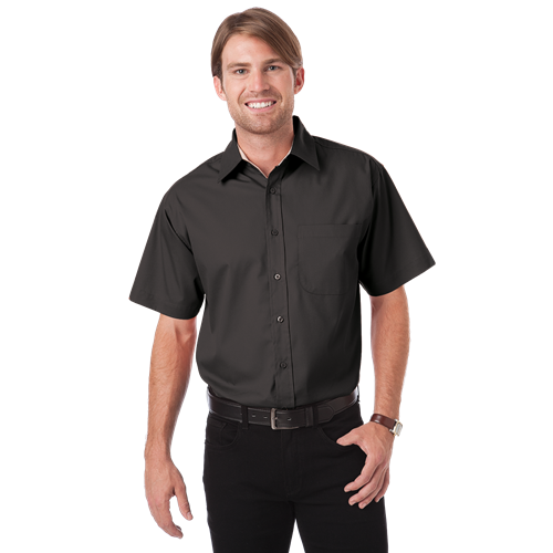 MENS S/S PEACHED FINE LINE TWILL  -  BLACK 2 EXTRA LARGE SOLID