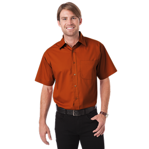 MENS S/S PEACHED FINE LINE TWILL  -  BURNT ORANGE 2 EXTRA LARGE SOLID