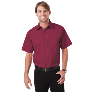 MENS S/S PEACHED FINE LINE TWILL  -  BURGUNDY 2 EXTRA LARGE SOLID