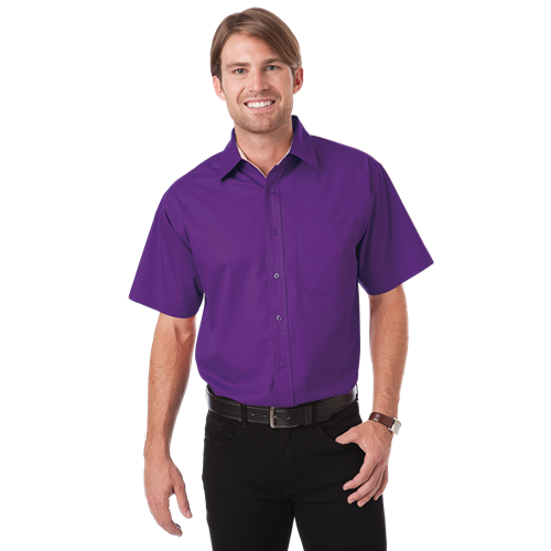 MENS S/S PEACHED FINE LINE TWILL  -  PURPLE 2 EXTRA LARGE SOLID