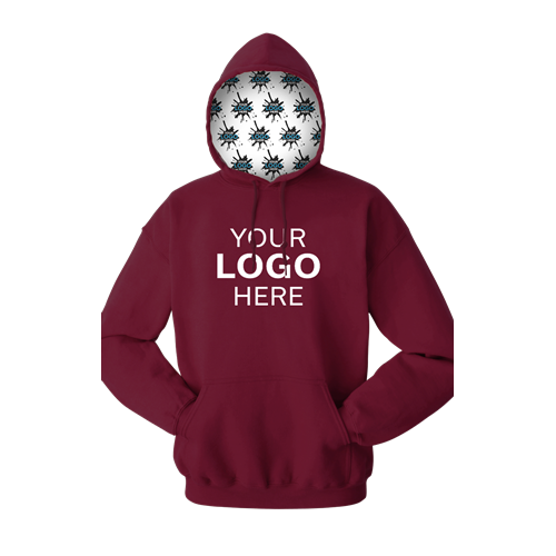YOUR LOGO HERE FLEECE PULLOVER HOODIE BURGUNDY 2 EXTRA LARGE SOLID