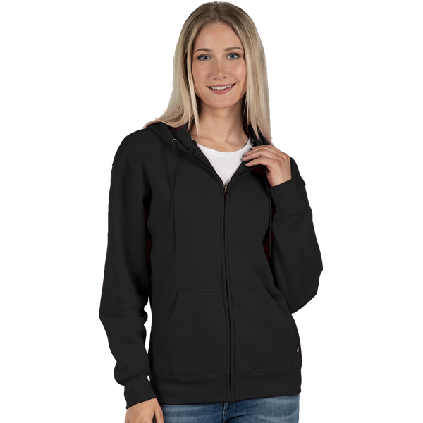 ADULT FLEECE ZIP FRONT HOODIE  -  BLACK EXTRA SMALL SOLID