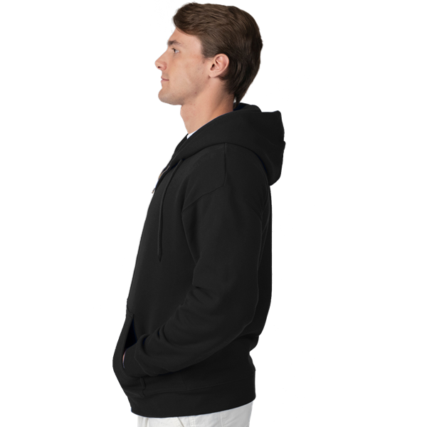 ADULT FLEECE ZIP FRONT HOODIE  -  BLACK EXTRA SMALL SOLID