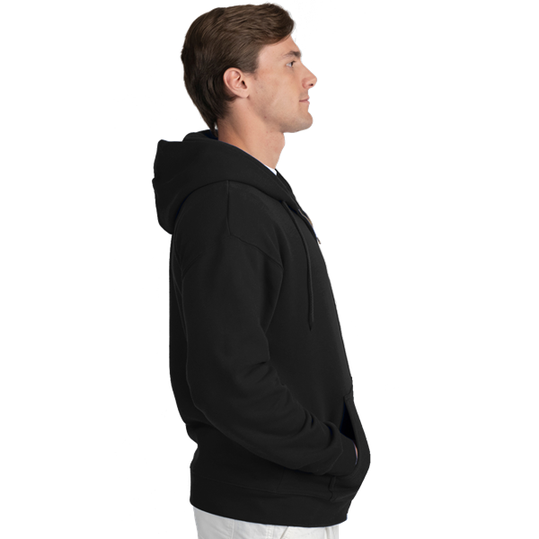 ADULT FLEECE ZIP FRONT HOODIE  -  BLACK EXTRA SMALL SOLID