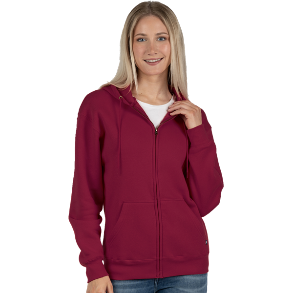 ADULT FLEECE ZIP FRONT HOODIE  -  BURGUNDY EXTRA SMALL SOLID