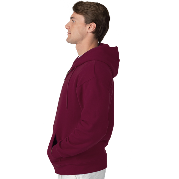 ADULT FLEECE ZIP FRONT HOODIE  -  BURGUNDY EXTRA SMALL SOLID